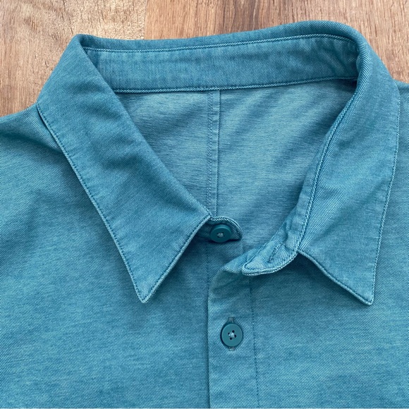 lululemon athletica One Thing At A Time Button Up Shirt Mens Large Sea Steel - Picture 7 of 9